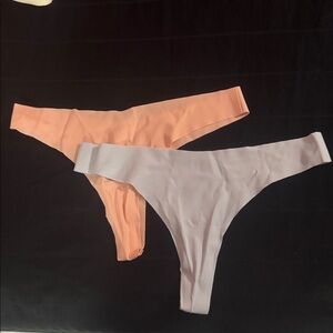 Peach and light blue Seamless Thong Set